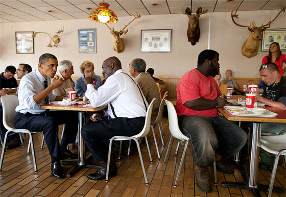 President Obama at Rudys Hot Dog Restaurant
