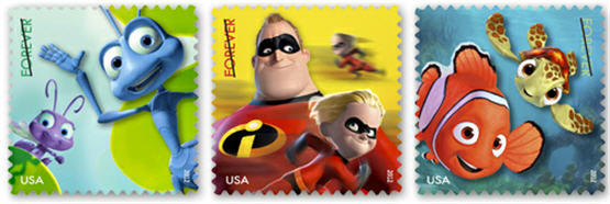 Pixar Stamps - Bug's Life, The Incredible and Finding Nemo