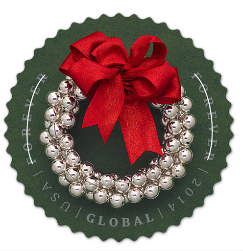 Silver Bells Wreath International Forever stamp