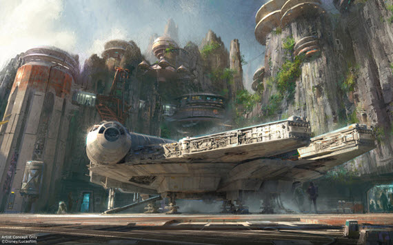 Concept art for Star Wars Millennium Falcon attraction at Disney parks