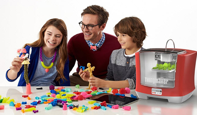 Family with Mattel Thingmaker 3D Printer