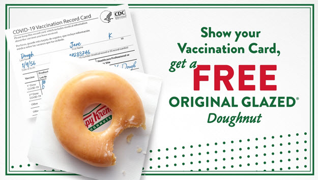 Free Krispy Kreme doughnut with Covid-19 Vaccination Card