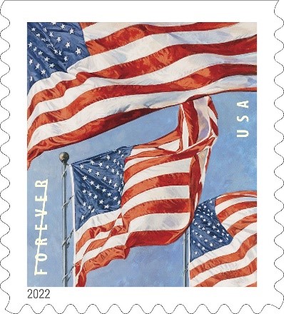 Flag Forever Stamp with 3 Flags